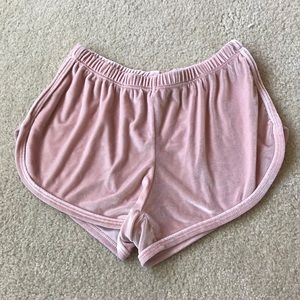 BRANDY MELVILLE PINK VELVET SHORTS
